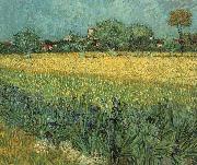 Vincent Van Gogh View of Arles with Irises oil painting reproduction